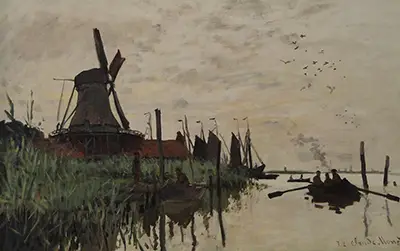 Windmill and Boats near Zaandam Claude Monet